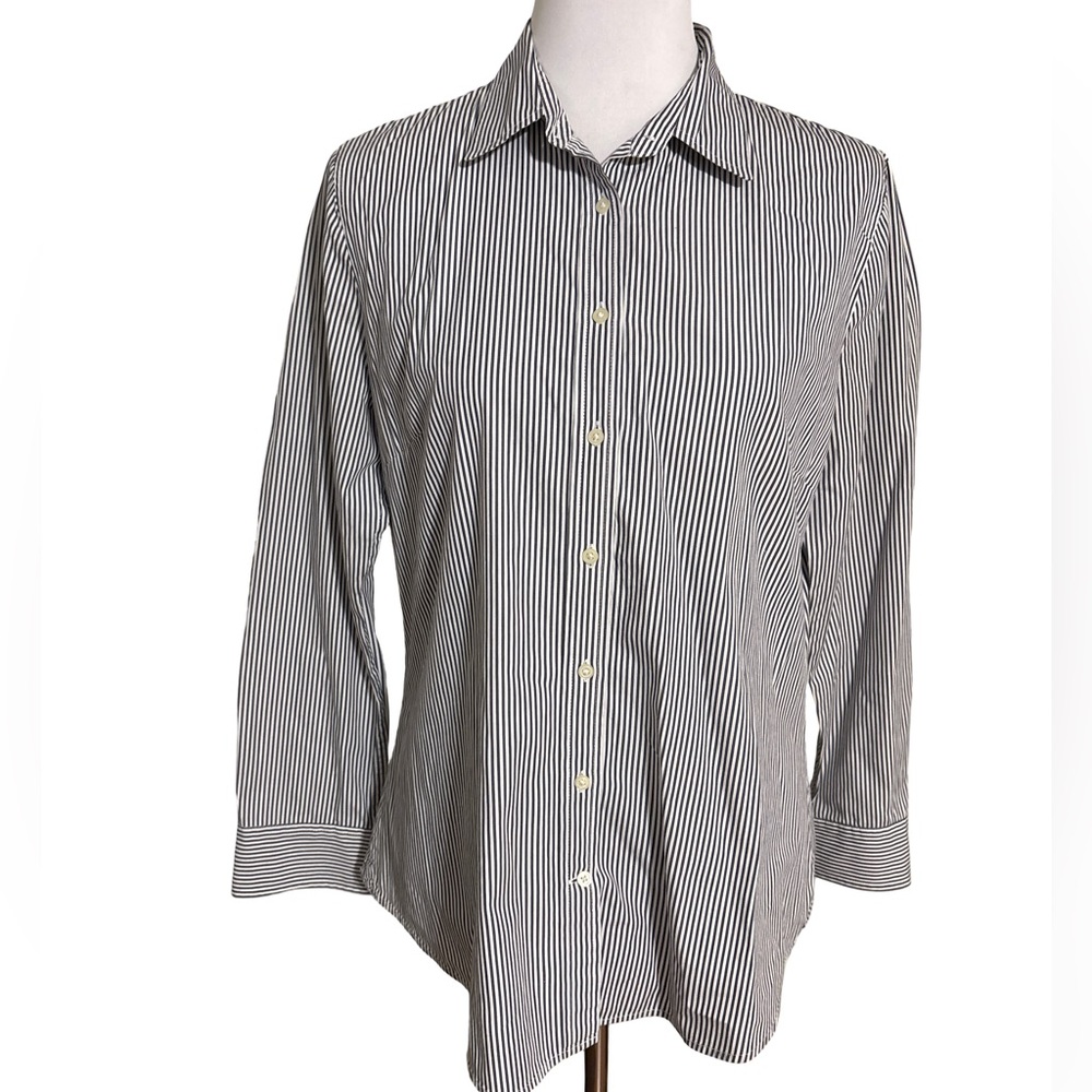 GAP Black and White Striped Blouse Women's